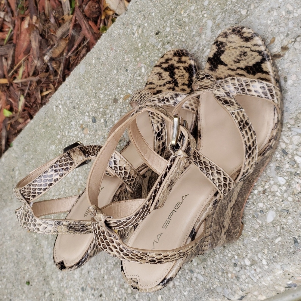 Via Spiga Python Wedge Sandals Size 8.5 - Picture 5 of 12
